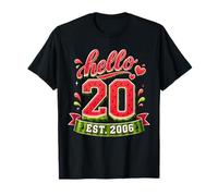 Hello 20 EST 2006 Watermelon 20th Birthday Summer Party Maglietta