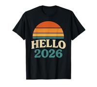 Hello 2026 Camicia Groovy Retro Fun Capodanno Ventisei Maglietta