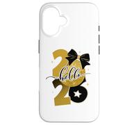 Hello 2026 gold disco ball bow new year celebration design Custodia per iPhone 16