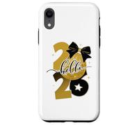 Hello 2026 gold disco ball bow new year celebration design Custodia per iPhone XR