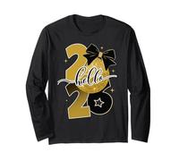 Hello 2026 Gold Disco Ball Bow New Year Celebration Design Maglia a Manica