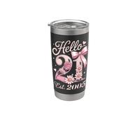 Hello 21 Est 2005 Compleanno Retro Floreale Bicchiere termico in acciaio inox doppia parete