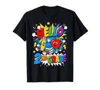 Hello 2nd Grade Apple Pencil Books Back To School Classroom Maglietta