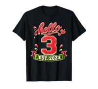 Hello 3 EST 2023 Watermelon 3rd Birthday Summer Party Maglietta
