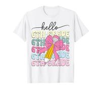 Hello 6th Grade We Back to School Coquette Bow, insegnante Maglietta