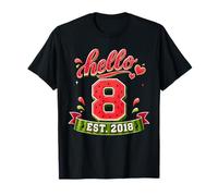 Hello 8 EST 2018 Watermelon 8th Birthday Summer Party Maglietta