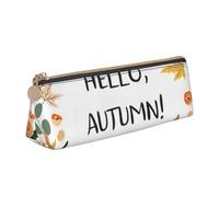 Hello Autumn - Astuccio in pelle con cerniera metallica, tascabile, per studenti, ufficio, università, scuola media, bianco, Taglia unica, Set di zaini per la scuola