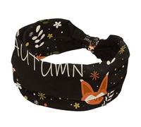 Hello Autumn Cartoon Fox Wreath - Fascia per capelli larga da donna, morbida fascia per capelli a turbante, fascia antiscivolo, fascia elastica per sudore, yoga, allenamento, bandana annodata