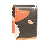Hello Autumn Cute Hand Drawn Mashroom & Fallen Leaves Lip Gloss Holder Lipstick Case Portable Makeup Bag Travel Lipstick Organizer Case con Specchio Mini Rossetto Storage Box per le donne,