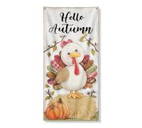 Hello Autumn Door Cover Banner Decorativo, Carino Turchia Autunno Design Decorazione Porta D'ingresso, Interno Esterno Raccolto Appeso Sfondo Festival Forniture 91 x 182 cm