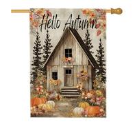 Hello Autumn Garden Flag, striscione rustico in legno decorativo autunnale, decorazione autunnale su entrambi i lati, decorazione autunnale per esterni, decorazione per la casa a tema zucca e fiore