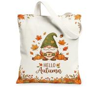 Hello Autumn Gnome Pumpkins - Borsa tote in tela, 33 x 38 cm