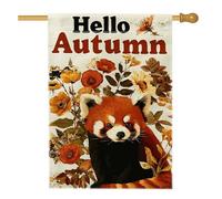 Hello Autumn Red Panda Garden Flag, striscione arancione floreale per la casa, decorazione per la casa su entrambi i lati, decorazione autunnale da cortile, accenti stagionali per prato all'aperto 71