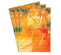 Hello Baby Orange - Inviti per baby shower, design elegante e divertente, per ragazzi e ragazze, 25 biglietti perfetti per la celebrazione del bambino, 10,2 x 15,2 cm