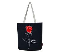 hello-bags. Borsa a spalla. Esterno: 100% cotone. Con cerniera, fodera e tasca interna. Include busta regalo kraft. Modello IAMPETALS. Colore: Écru/Nero. Misure: 37 * 38 cm