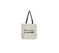 Hello-Bags. Borsa a spalla. Esterno: 100% cotone. Con cerniera, fodera e tasca interna. Include busta regalo kraft. Modello "MASVALE". Colore: Écru/Nero. Misure: 37x38 cm
