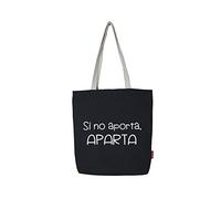 Hello-Bags. Borsa di tela tote bag con cerniera, fodera e tasca interna. Esterno: 100% cotone. Include una busta regalo kraft. Modello: "SINOAPOR". Colore: Écru/Nero. Misure: 37x 38 cm.