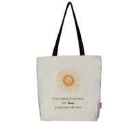 hello-bags. Borsa tote bag in tela con cerniera, fodera e tasca interna. Esterno: 100% cotone. Include una busta regalo kraft. Modello: SITERODEAS. Colore: Écru/Nero. Misure:37x38 cm.