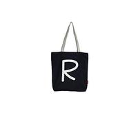 hello-bags. Borsa tote bag in tela con cerniera, fodera e tasca interna. Esterno: 100% cotone. Include una busta regalo kraft. Modello: R. Colore: Nero. Misure: 37x 38 cm.