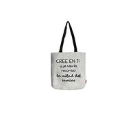 hello-bags. Borsa tote bag in tela con cerniera, fodera e tasca interna. Esterno: 100% cotone. Include una busta regalo kraft. Modello: CREEENTI. Colore: Écru. Misure: 37x 38 cm.