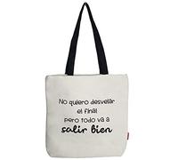 hello-bags. Borsa tote bag in tela con cerniera, fodera e tasca interna. Esterno: 100% cotone. Include una busta regalo kraft. Modello: NOQUIERO. Colore: Écru. Misure: 37x 38 cm.