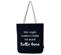 hello-bags. Borsa Tote con cerniera, fodera e tasca interna. Esterno: 100% cotone. Include una busta regalo kraft. Modello NONVOGLIO. Colore: Écru/Nero. 37 * 38 cm.