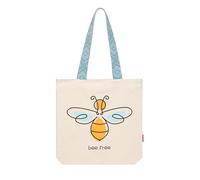 hello-bags Borsa Tote da Donna - Borsa in Canvas con Cerniera e Fodera Interna - Borsa a Spalla/Shopper in Cotone - 37×38 cm - Colore: Ecru/Nero - Modello: BEEFREE