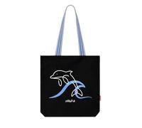 hello-bags Borsa Tote da Donna - Borsa in Canvas con Cerniera e Fodera Interna - Borsa a Spalla/Shopper in Cotone - 37×38 cm - Colore: Ecru/Nero - Modello: PLAYFUL