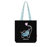 hello-bags Borsa Tote da Donna - Borsa in Canvas con Cerniera e Fodera Interna - Borsa a Spalla/Shopper in Cotone - 37×38 cm - Colore: Ecru/Nero - Modello: AFORTUNADA