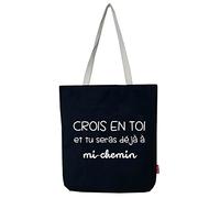 Hello-Bags. Borsa Totebag Esterno: Cotone 100% Con cerniera, fodera e tasca interna Include busta kraft in omaggio Modello CROISENTOI Colore: Ecru/Nero Misure: 37 * 38 cm, Nero, L, Contemporaneo