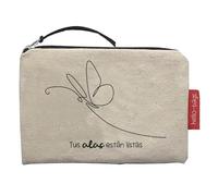 Hello-Bags. Borsellino/Portafoglio/Portacarte di credito. Esterno: 100% cotone. Con cerniera e fodera interna. Include una busta regalo kraft. "TUSALAS". Colore: Écru/Nero. 14 * 10 cm.