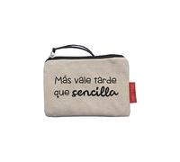 hello-bags. Borsellino/Portafoglio/Portacarte di credito. Esterno: 100% cotone. Con cerniera e fodera interna. Include una busta regalo kraft. Modello MASVALE. Colore: Écru/Nero. 14x10 cm.