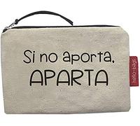 hello-bags. Borsellino/Portafoglio/Portacarte di credito. Esterno: 100% cotone. Con cerniera e fodera interna. Include una busta regalo kraft. SINOAPOR. Colore: Écru/Nero. 14 x 10 cm.