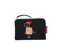 Hello-Bags. Borsellino/Portafoglio/Portacarte di credito. Esterno: 100% cotone. Con cerniera e fodera interna. Include una busta regalo kraft. "LOVEBARKS". Colore: Écru/Nero. 14x10 cm.