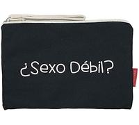 hello-bags. Necessaire/Pochette. Esterno: 100% cotone. Con cerniera interna e fodera. Include una bella busta regalo kraft. Modello SEXODÉBIL. Colore: Écru/Nero. 23x15,5 cm.