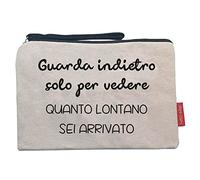 hello-bags Necessaire/pochette. Esterno: 100% cotone. Con cerniera interna e fodera. Include una bella busta regalo kraft. Modello "GUARDA". Colore: Écru/Nero. Misure: 23 * 15,5 cm.