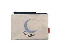 Hello-Bags. Necessaire/Pochette. Esterno: 100% cotone. Con cerniera interna e fodera. Include una bella busta regalo kraft. Modello "LUNATICA". Colore: Écru/Nero. Misure:23x15,5 cm.