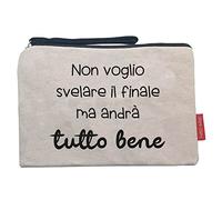 hello-bags. Necessaire/pochette. Esterno: 100% cotone. Con cerniera interna e fodera. Include una bella busta regalo kraft. Modello NONVOGLIO. Colore: Écru/Nero. Misure: 23 * 15,5 cm.