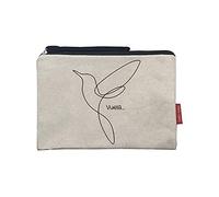 Hello-Bags. Necessaire/pochette. Esterno: 100% cotone. Con cerniera interna e fodera. Include una bella busta regalo kraft. Modello "VUELA". Colore: Écru/Nero. Misure: 23x15,5 cm.