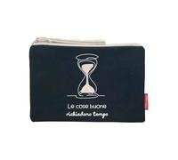 Hello-Bags. Necessaire/Pochette. Esterno: 100% cotone. Con cerniera interna e fodera. Include una bella busta regalo kraft. Modello "LECOSEBUONE". Colore: Écru/Nero. Misure:23x15,5 cm.