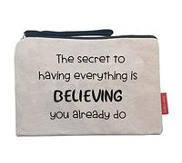 Hello-Bags. Necessaire/pochette. Esterno: 100% cotone. Con cerniera interna e fodera. Include una bella busta regalo kraft. Modello "THESECRET". Colore: Écru/Nero. Misure: 23 * 15,5 cm.