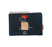 Hello-Bags. Necessaire/pochette. Esterno: 100% cotone. Con cerniera interna e fodera. Include una bella busta regalo kraft. Modello "LOVEBARKS". Colore: Écru/Nero. Misure: 23x15,5 cm.