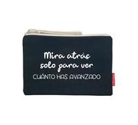 Hello-Bags. Necessaire/Pochette. Esterno: 100% cotone. Con cerniera interna e fodera. Include una bella busta regalo kraft. Modello "MIRAATRÁS". Colore: Écru/Nero. 23x15,5 cm.
