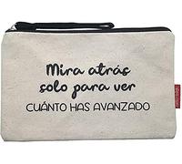 Hello-Bags. Necessaire/Pochette. Esterno: 100% cotone. Con cerniera interna e fodera. Include una bella busta regalo kraft. Modello "MIRAATRÁS". Colore: Écru/Nero. 23x15,5 cm.