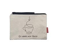 Hello-Bags. Necessaire/pochette. Esterno: 100% cotone. Con cerniera interna e fodera. Include una bella busta regalo kraft. Modello "ENVENA". Colore: Écru/Nero. Misure: 23 * 15,5 cm.