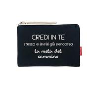 hello-bags Necessaire/pochette. Esterno: 100% cotone. Con cerniera interna e fodera. Include una bella busta regalo kraft. Modello "CREDIINTE". Colore: Écru/Nero. Misure: 23 * 15,5 cm.