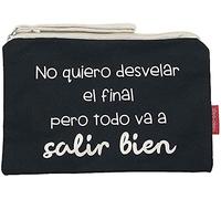 Hello-Bags. Necessaire/Pochette. Esterno: 100% cotone. Con cerniera interna e fodera. Include una bella busta regalo kraft. Modello "NOQUIERO". Colore: Écru/Nero. Misure:23x15,5 cm.