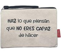 Hello-Bags. Necessaire/Pochette. Esterno: 100% cotone. Con cerniera interna e fodera. Include una bella busta regalo kraft. Modello "HAZLO". Colore: Écru/Nero. Misure:23x15,5 cm.