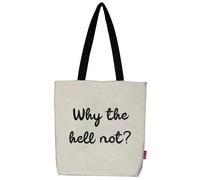 hello-bags "WHYTHEHELLNOT Borsa tote bag in tela con cerniera, fodera e tasca interna. Include una busta regalo kraft. Colore: Écru/Nero. 37x38 cm. Donna