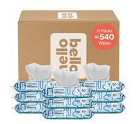 Hello Bello Baby Wipes I Plant Based Wipes for Sensitive Skin Made with 99% Water and Aloe for Babies and Kids I Unscented I 540 Count (3 confezioni da 180)